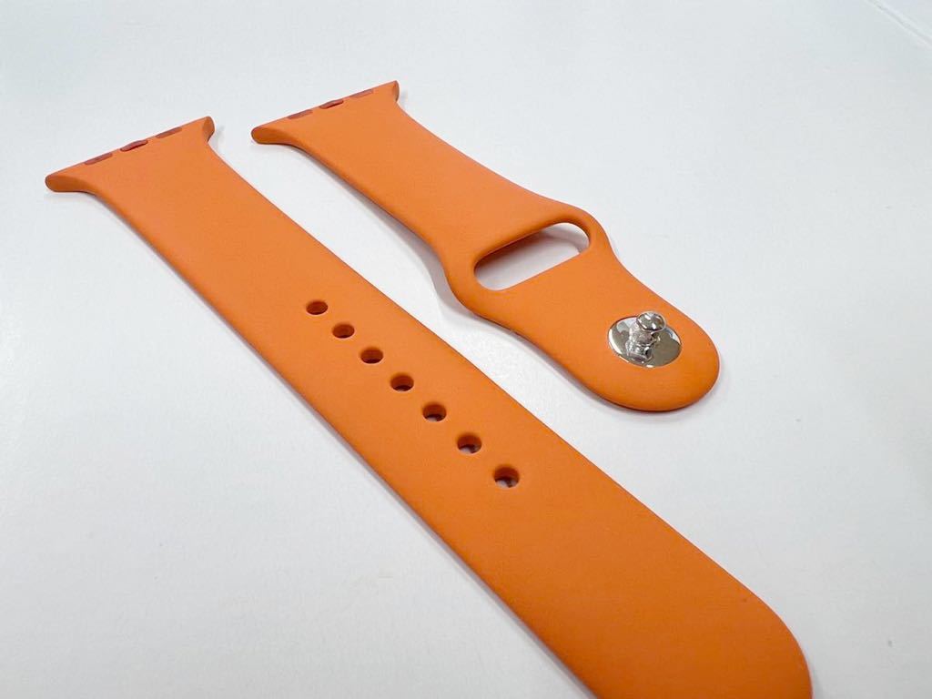 ☆即決 Apple Watch HERMES 限定 オレンジ スポーツバンド 45mm 44mm 42mm 純正 アップルウォッチ 正規品 エルメス  ラバーバンド 978