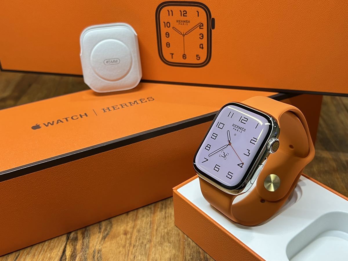 ☆即決 美品 Apple Watch series7 HERMES 45mm アップルウォッチ エルメス GPS+Cellular シルバーステンレス  シリーズ7 106