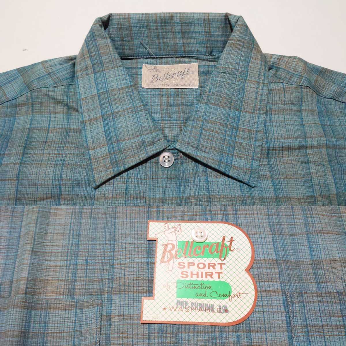 60s デッドストック　オープンカラーシャツ　ボックスシャツ　ビンテージオープンカラーシャツ　ビンテージボックスシャツ　カスリ　絣柄_画像4