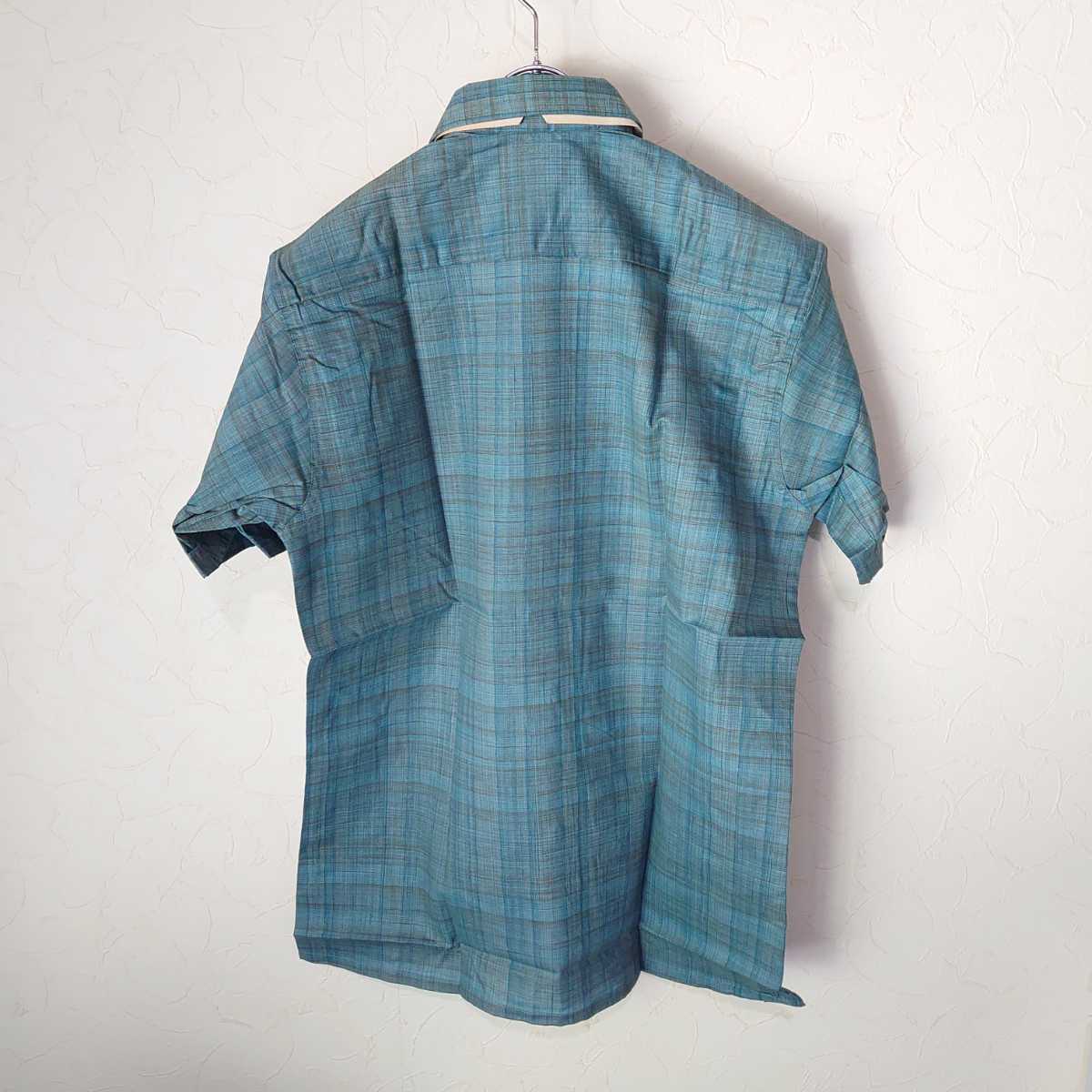 60s デッドストック　オープンカラーシャツ　ボックスシャツ　ビンテージオープンカラーシャツ　ビンテージボックスシャツ　カスリ　絣柄_画像3