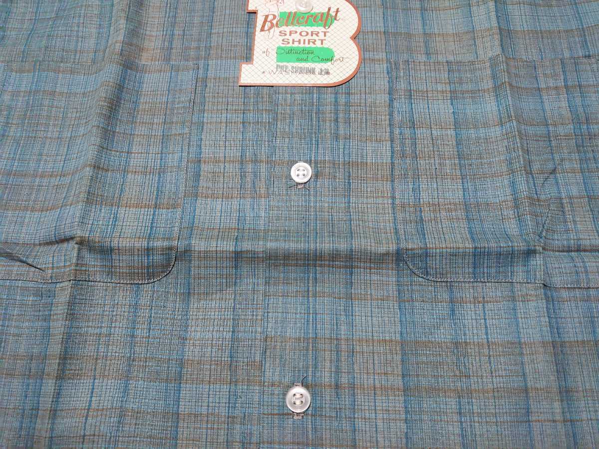 60s デッドストック　オープンカラーシャツ　ボックスシャツ　ビンテージオープンカラーシャツ　ビンテージボックスシャツ　カスリ　絣柄_画像10