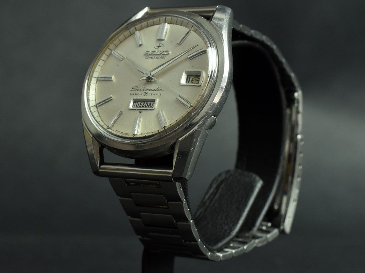 128473□動作確認済 SEIKO セイコー セイコーマチック ウィークデーター 腕時計 自動巻 デイデイト 3針 35石 6218-8971 シルバー メンズ/ D 2