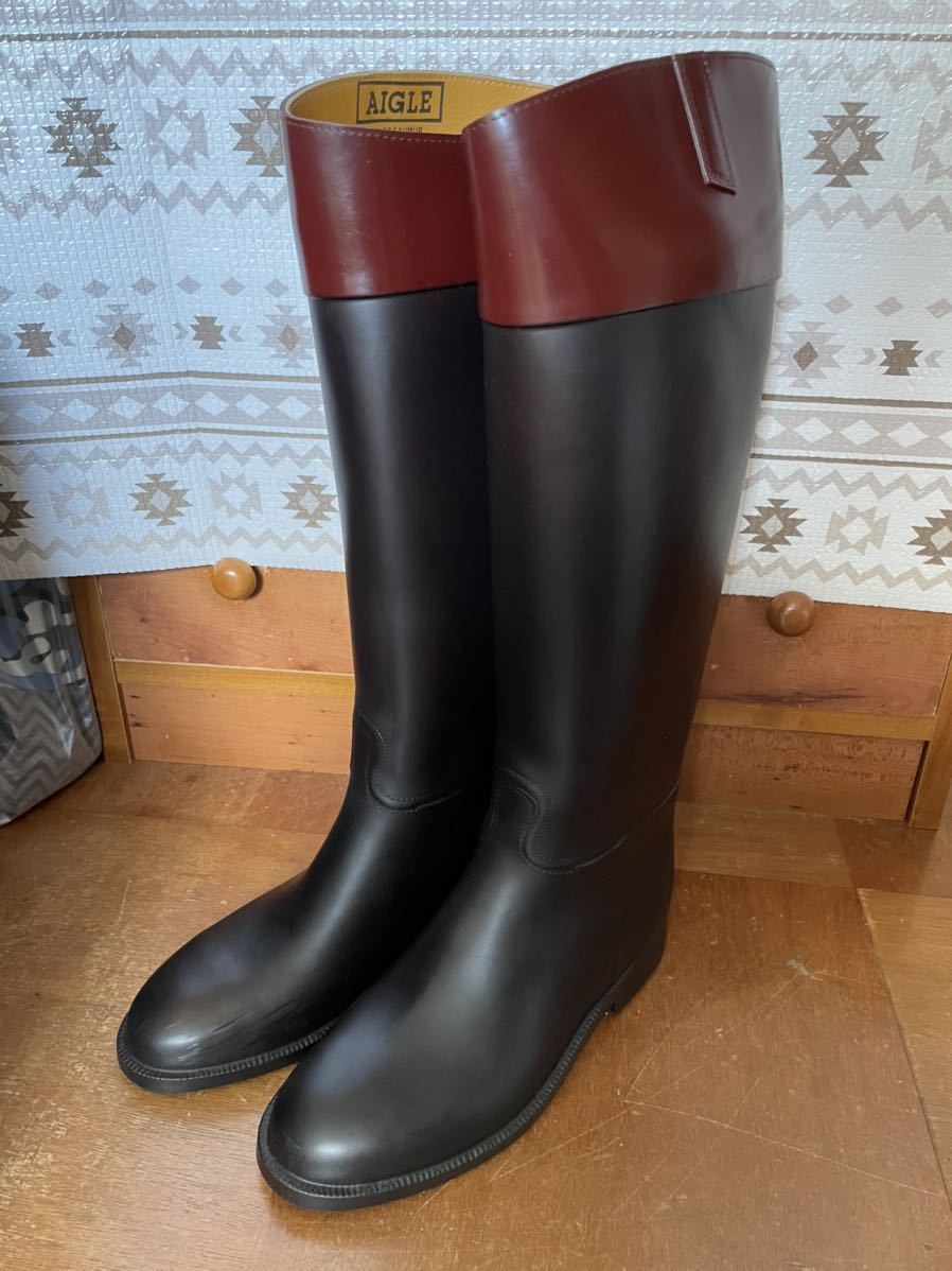 AIGLE 美品 ロングレインブーツ ネイビー 36サイズ vqXUbrZ7bV