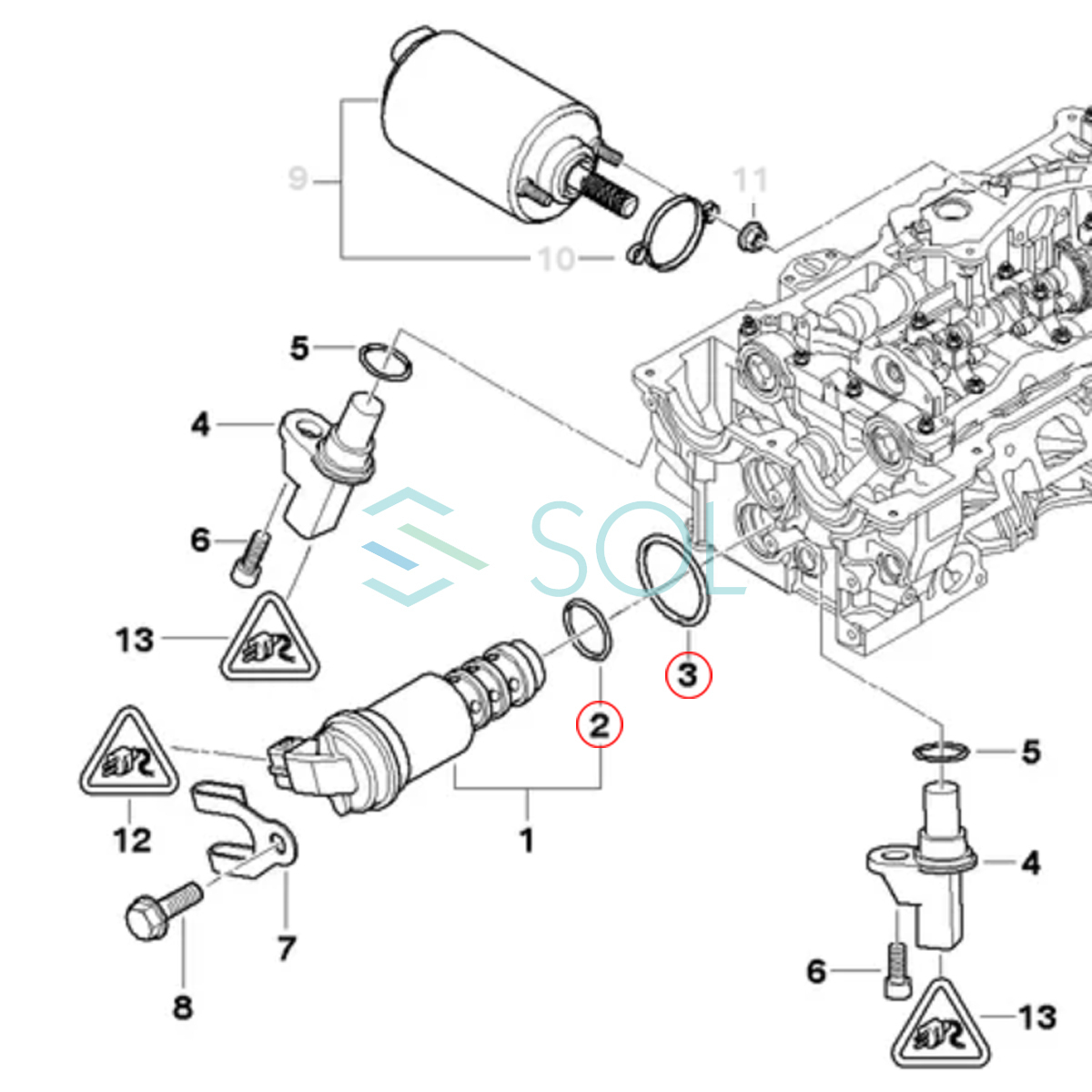 BMW E63 E64 カムシャフト ソレノイドバルブ VANOS Oリング オーリング 2個セット 645Ci 650i 11367546379 11367506178 出荷締切18時_画像2