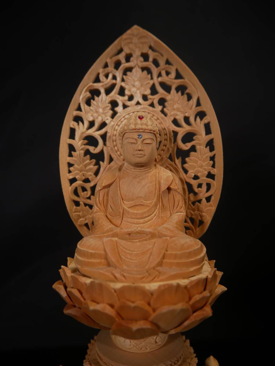 未使用保管品ヒノキ座釈迦1.8寸六角台座最高級品仏具(220711A2-1