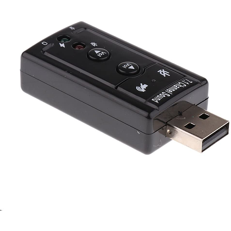 PC Laptop に対応　外付け　USB　オーディオ 　サウンドカード　アダプター 　3Dバーチャル　7.1CH　黒い ;F-(498);_画像2