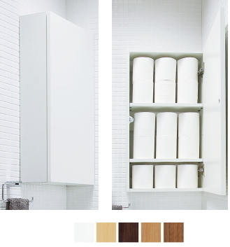 ログハウス等に 木質材料のトイレ収納 扉カラー5色あります。