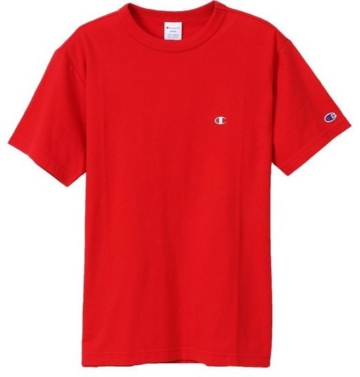 ◆新品◆ Champion チャンピオン Ｔシャツ 半袖 丸首 クルーネック カットソー コットンシャツ ワンポイントロゴ 赤 レッド Lサイズ_画像1