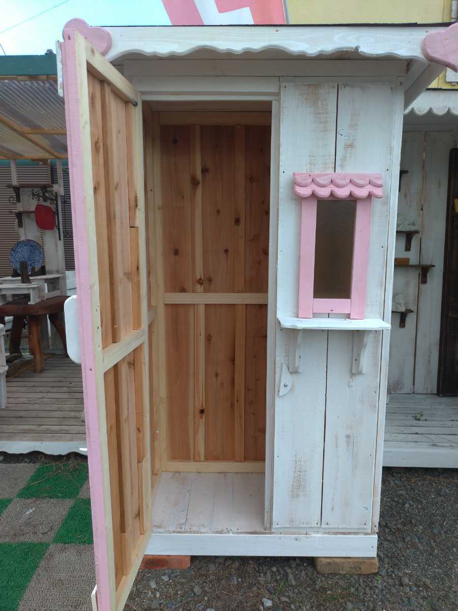 手作り ハンドメイド かわいいピンクの物置 ヨーロピアン物置 手作り ハンドメイド かわいいピンクの物置 ヨーロピアン物置