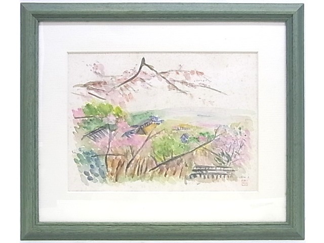 e8394 genuine work guarantee watercolor landscape painting . guarantee . structure 1994.3 picture frame 