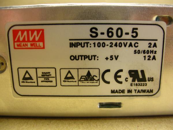 ▽Meanwell S-60-5 スイッチング電源 5V 12A 60W 中古 2_画像3