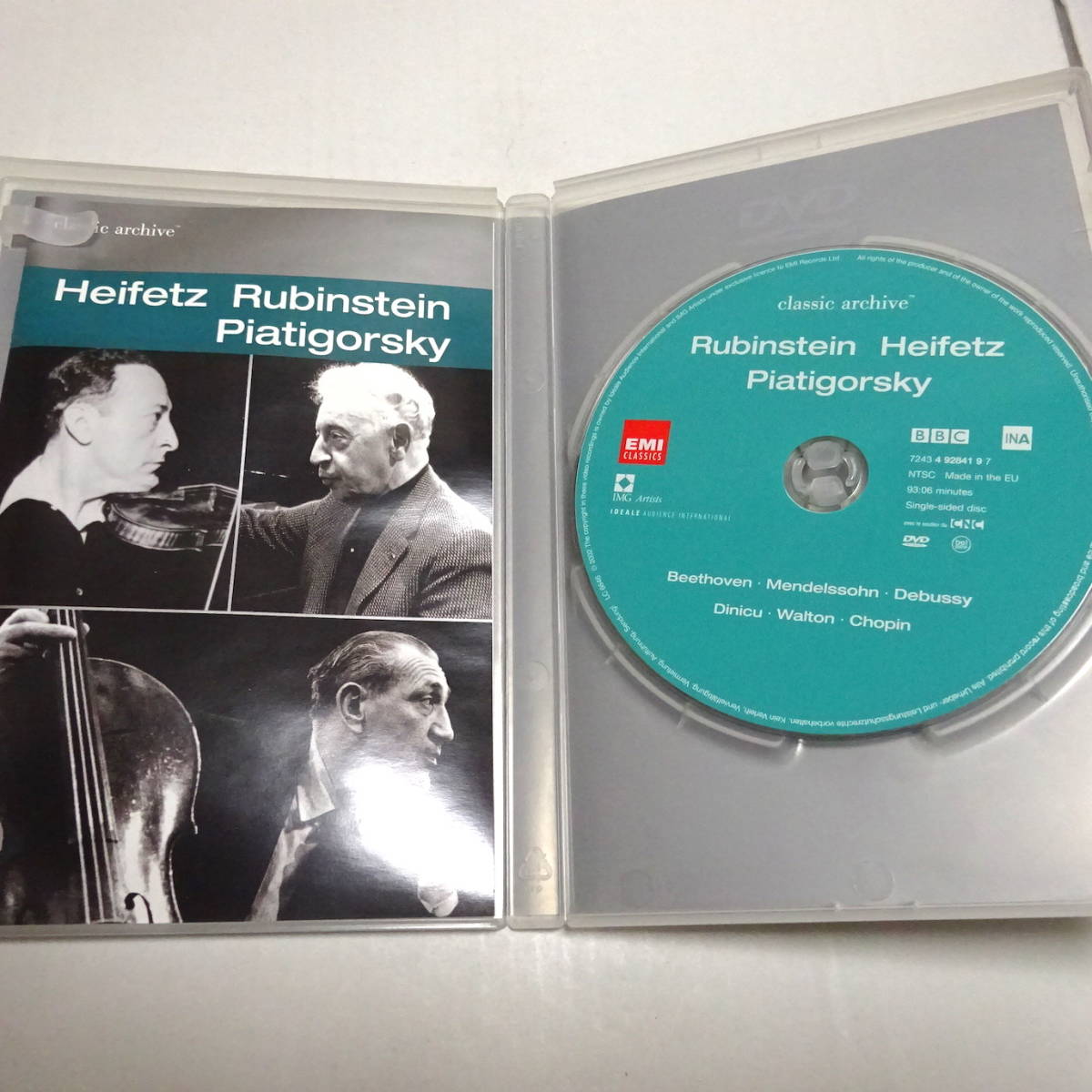輸入盤DVD「ベートーヴェン、メンデルスゾーン、ウォルトン」ハイフェッツ/ルービンシュタイン/ピアティゴルスキー_画像3