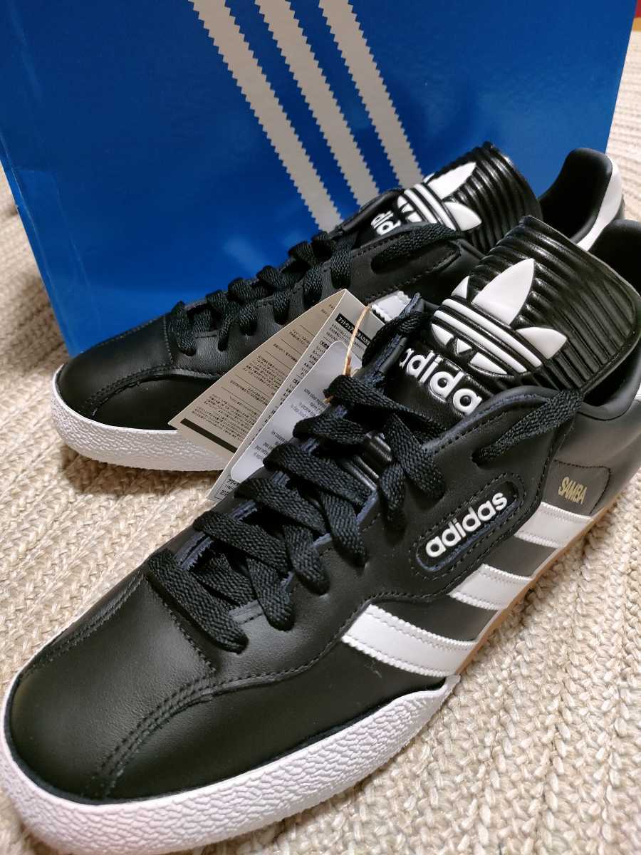 新品 定価11000 adidas Samba Super 28.5cm サンバ スーパー ブラック 黒 天然皮革 レザー アディダス オリジナルス メンズ 正規品_画像1