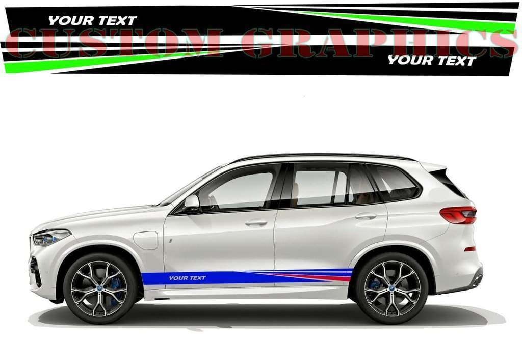 グラフィック デカール ステッカー 車体用 / BMW X5 / 2Xドアサイドバイナル 2色 文字入れ可能 レーシング1_画像1