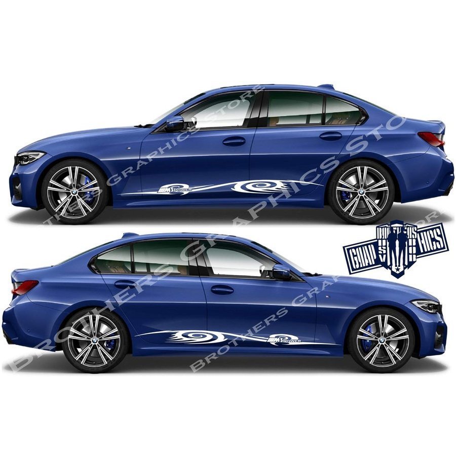 グラフィック デカール ステッカー 車体用 / BMW M3 3シリーズ / 2X アンダー サイド ドア 外装 エアロ バイナル ライン ストリーム_画像2