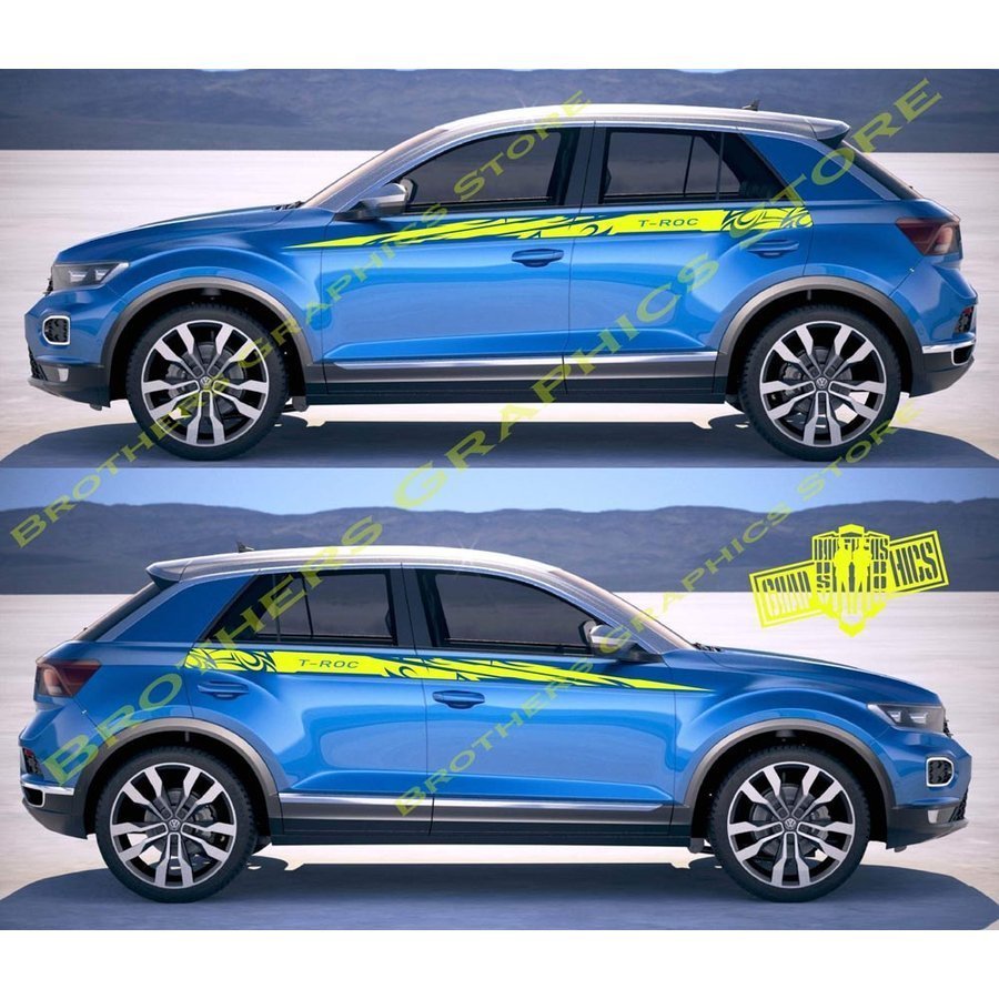 グラフィック デカール ステッカー 車体用 / フォルクスワーゲン VW T-Roc ティーロック / 2X トップ サイド ドア エアロ 外装_画像4