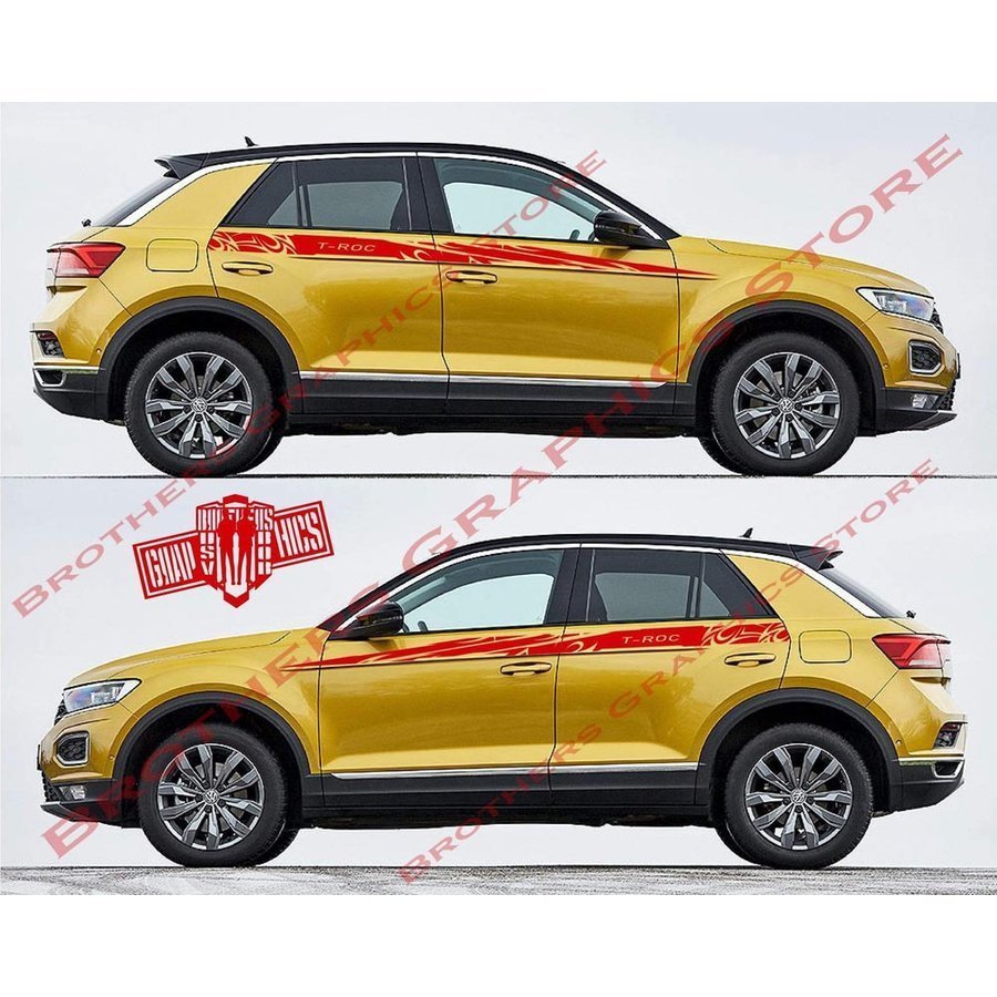 グラフィック デカール ステッカー 車体用 / フォルクスワーゲン VW T-Roc ティーロック / 2X トップ サイド ドア エアロ 外装_画像3