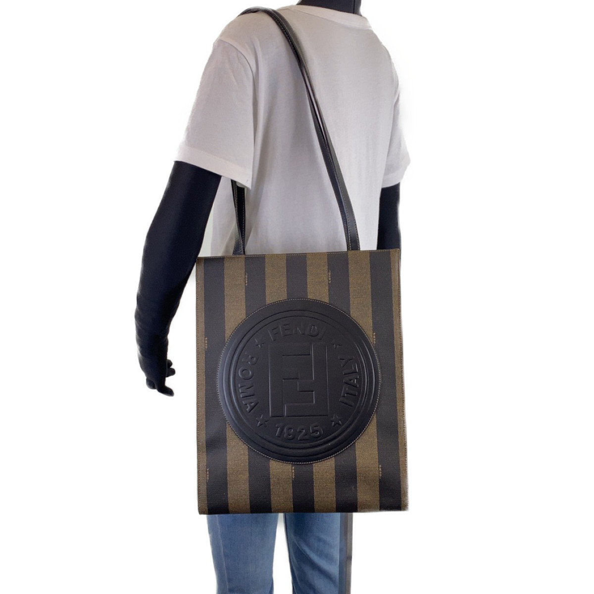 FENDI フェンディ ヴィンテージ ペカン ビッグFFロゴ ブラウン PVC