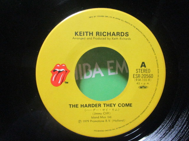 キース・リチャーズ KEITH RICHARDS ハーダー・ゼイ・カム THE HARDER THEY COME c/w ラン・ルドルフ・ラン 国内EP ローリング・ストーンズ_画像4