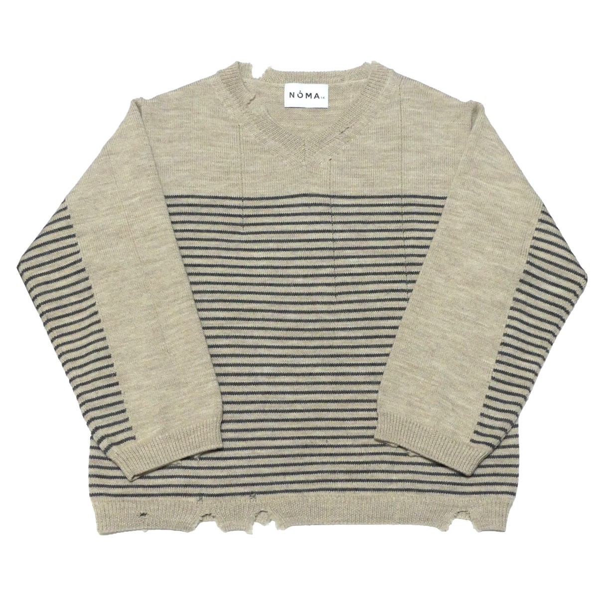 原宿CS) NOMA t．d． ノーマ ティーディー 21AW Damage Stripe Sweater ダメージ ストライプ セーター ボーダー ニット 8081000006508