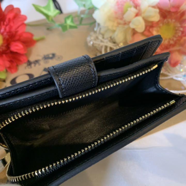 COACH コーチ 二つ折り財布 シンプル ブラック スリムベルト