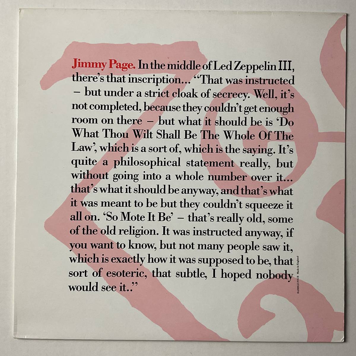 レコード LP ジミーペイジ インタビュー Jimmy Page 1972 Interview LED ZEPPELIN レッド ツェッペリン 未使用盤_画像1