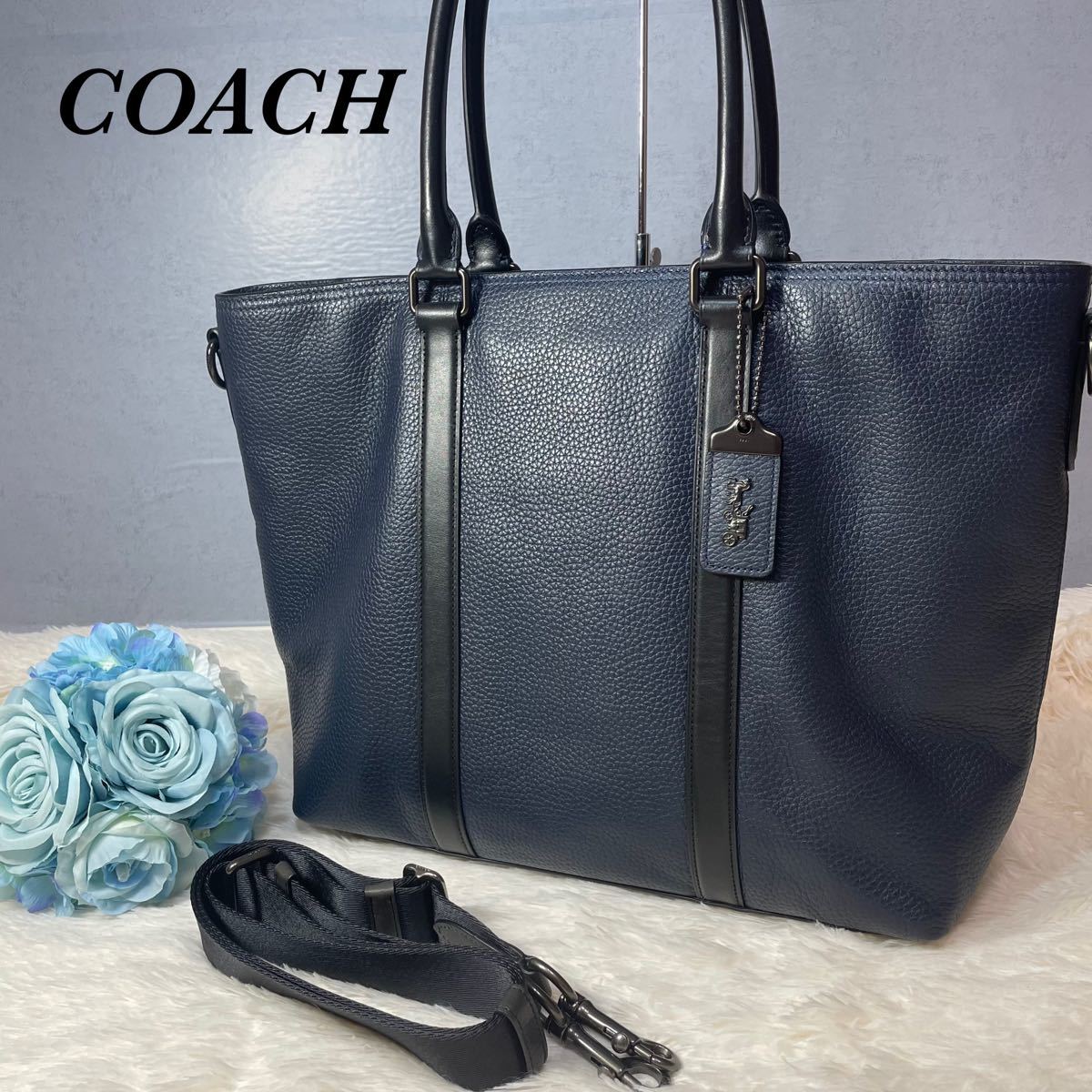 COACHコーチ メンズ メトロポリタン トート ぺブル レザー トートバッグ-