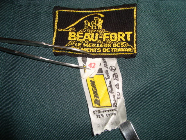 ヴィンテージ vtg BEAU-FORT グリーン コットンツイル Vポケット