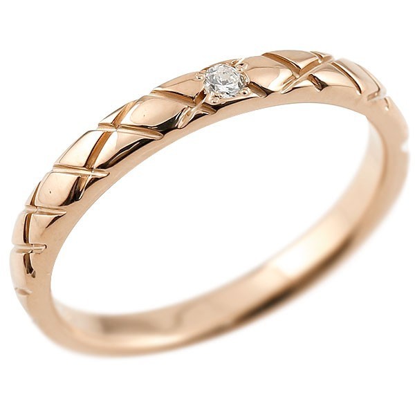 メンズ ピンクゴールドk18 ピンキーリング ダイヤモンド18金 k18 アンティーク ストレート チェック柄 指輪 ダイヤリング 送料無料 人気 