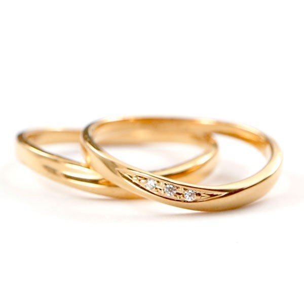 結婚指輪 安い ダイヤモンド ゴールド ペアリング ペア 2本セット 18金 マリッジリング ピンクゴールドk18 18k ピンク スイートペアリィー 