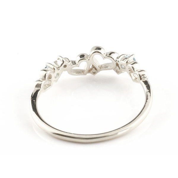 プラチナリング ダイヤモンド オープンハート アクアマリン 指輪 ピンキーリング 華奢 重ね付け pt900 レディース 3月誕生石 送料無料 