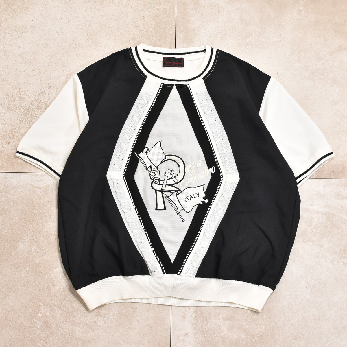 90s～ Roberta di Camerino T-shirtメンズ Lサイズ 90s～ ロベルタ・ディ・カメリーノ モノトーン デザインTシャツ_画像2