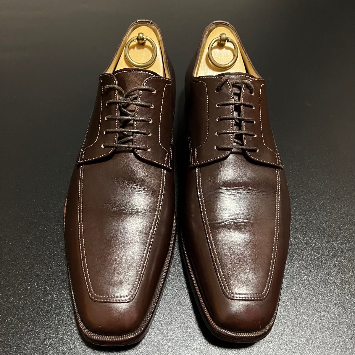 【高級】Santoni サントーニ / 外羽根 Uチップ ブラウン系 9D 紳士 イタリア製 本革 ビジネスシューズ 紳士靴 メンズファッション  シューズ