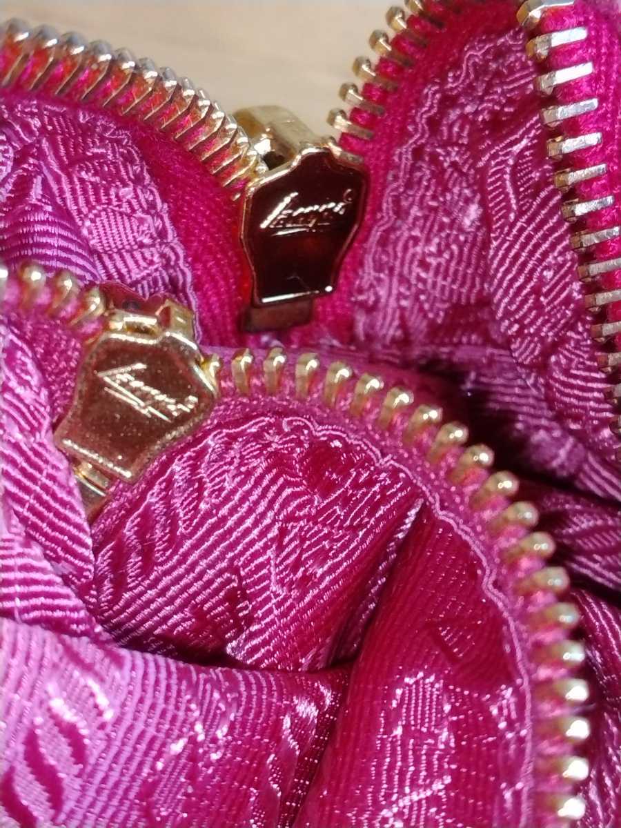 中古 PRADA プラダ ポーチ 小物入れ 化粧ポーチ デニム素材 ピンク 商品カード付き Prada Denim pink pouch 送料無料