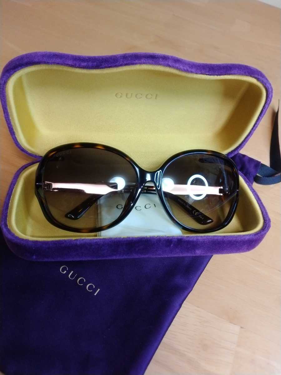 中古 美品 GUCCI グッチ サングラス ケース 未使用メガネ拭き付き