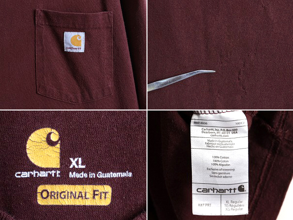 大きいサイズ XL ■ カーハート ポケット付き 半袖 Tシャツ ( メンズ ) CARHARTT 半袖Tシャツ ヘビーウェイト ポケT ロゴT ワンポイント_画像3