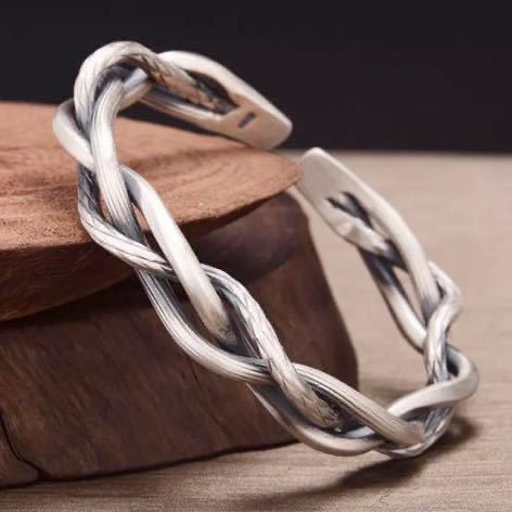 Silver ヴィンテージ シルバー バングル ブレスレット 編み込み ツイスト アンティーク インディアンジュエリー ナバホ 人気