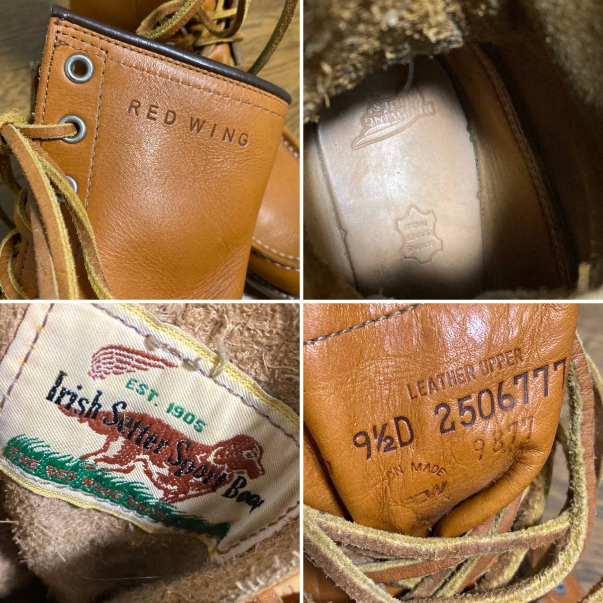 [REDWING] 9877 dog tag reissue Gold la set long Irish setter leather boots 9.5D USA made Red Wing 