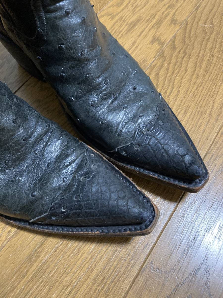 [Rios of Mercedes] 3338K black ko× Ostrich Star Western leather boots 6B black li male ob Mercedes 