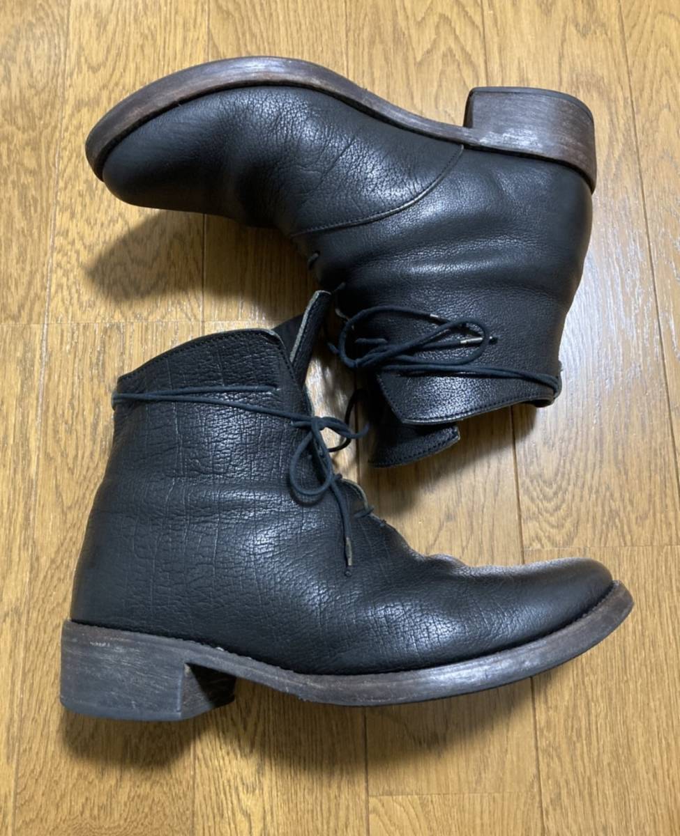 美品☆[D.HYGEN] 18AW 定価110,000 Buffalo Leather Lace Up Boots レースアップ レザーブーツ 2 水牛革 ブラック ディーハイゲン_画像8