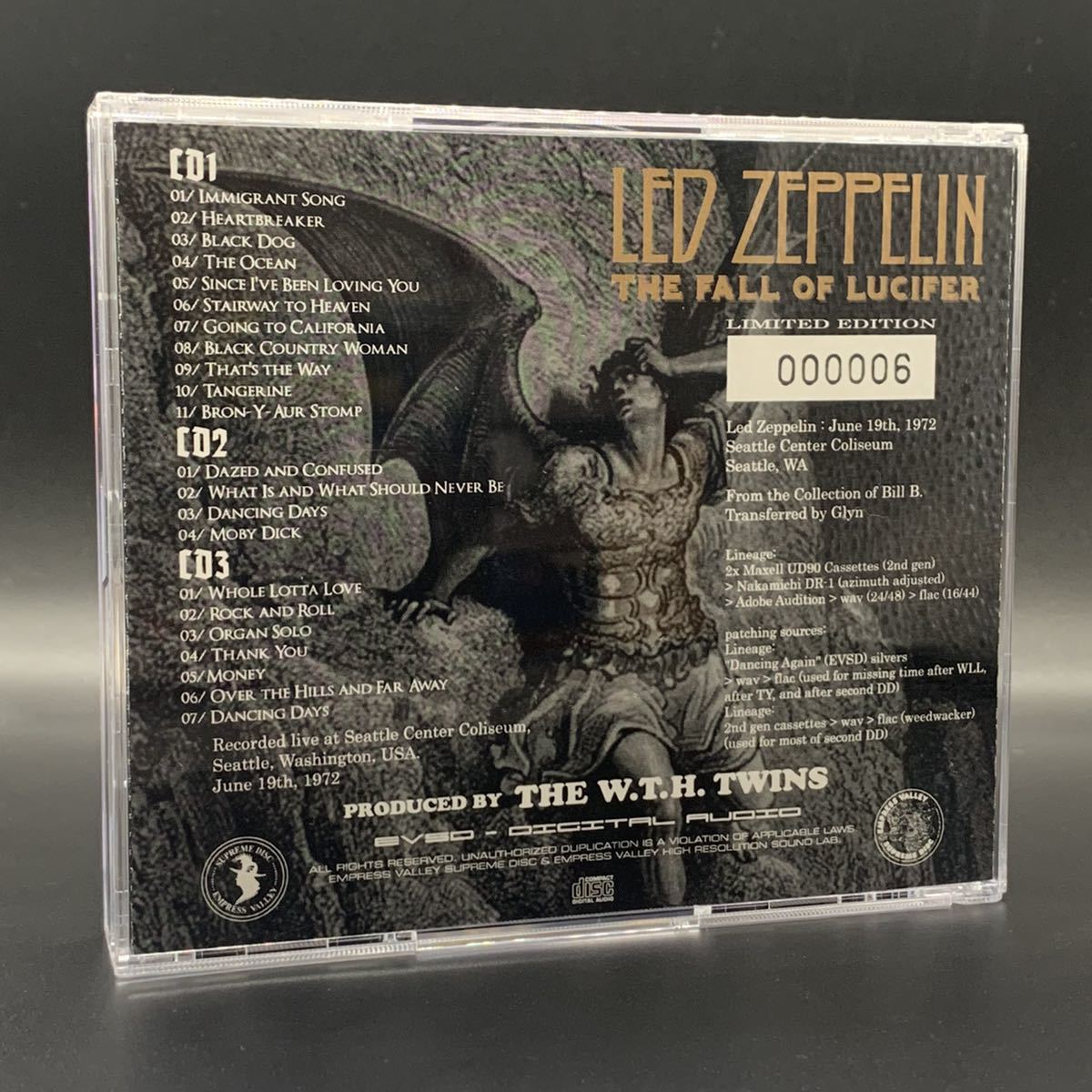 LED ZEPPELIN : THE FALL OF LUCIFER 「堕天使」3CD EMPRESS VALLEY SUPREME DISK 100SET 限定品 1972 Seattle
