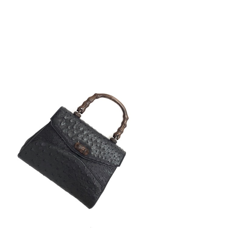 GUCCI グッチ オーストリッチ バンブーハンドル バッグ ブラック