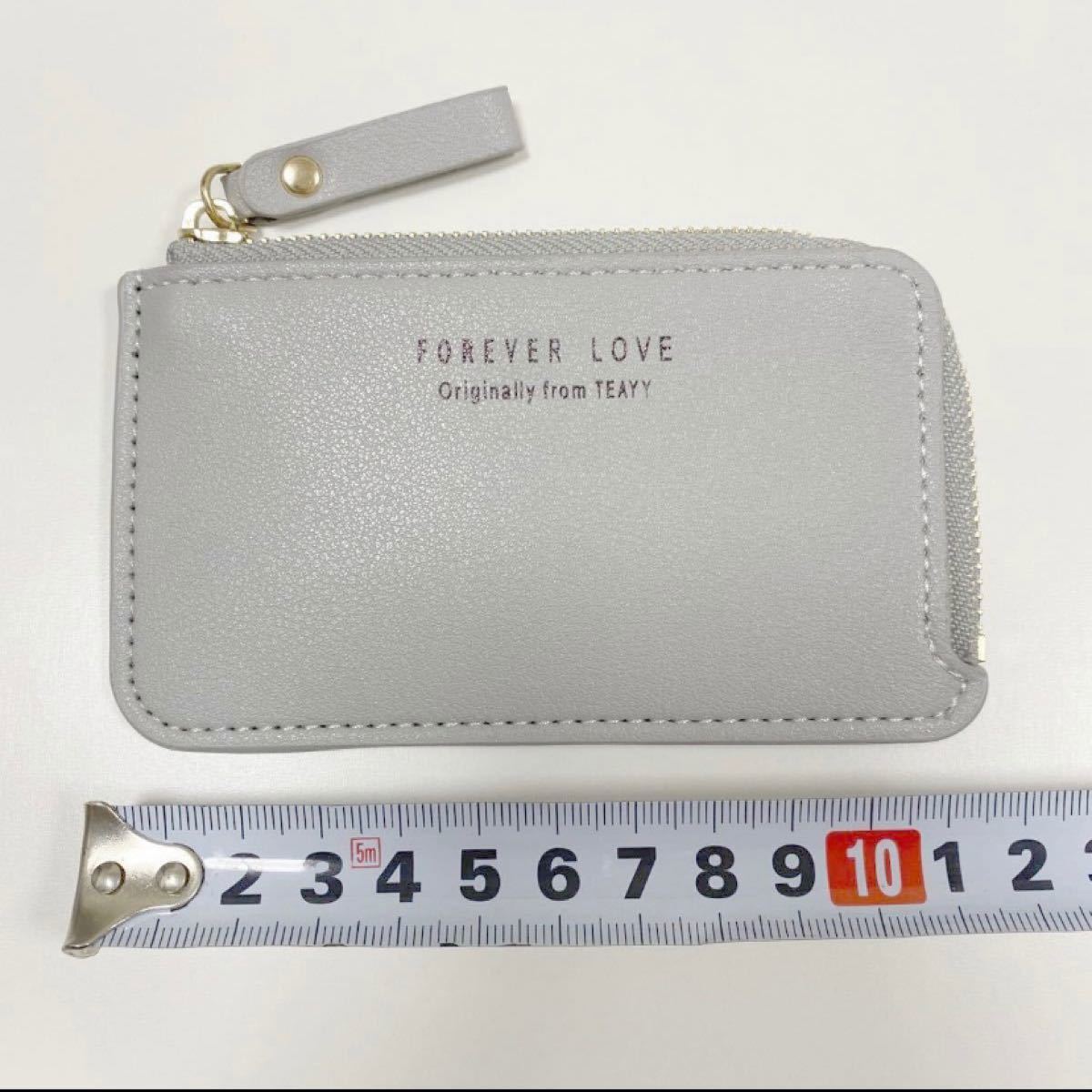 薄型　小銭入れ　カードケース　L字 ファスナー 財布 コインケース　グレー　フラグメントケース