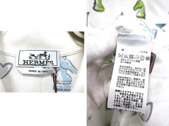 【未使用】【新古品】HERMES エルメス トップス レディース メンズ ポロシャツ チェスの駒模様 ホワイト メンズSサイズ_画像3