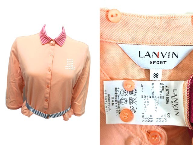 【中古】LANVIN SPORT ランバンスポーツ ワンピース レディース 5分袖 春夏 ポロワンピース ゴルフ サイズ38_画像3