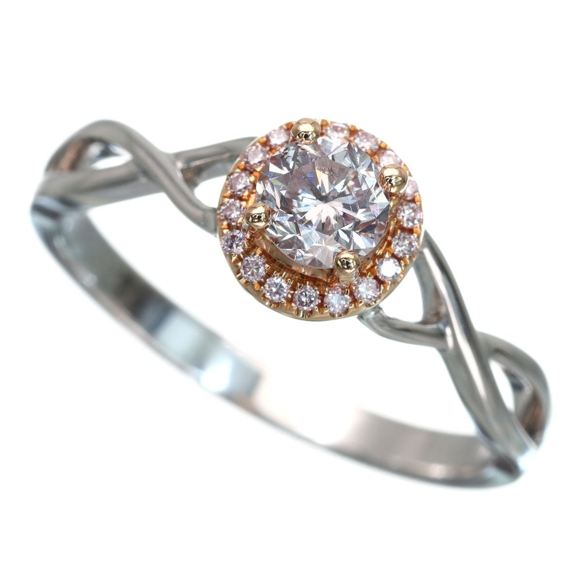 古典 リング 0.057ct カラーレスダイヤモンド PINK LIGHT VERY 0.362ct