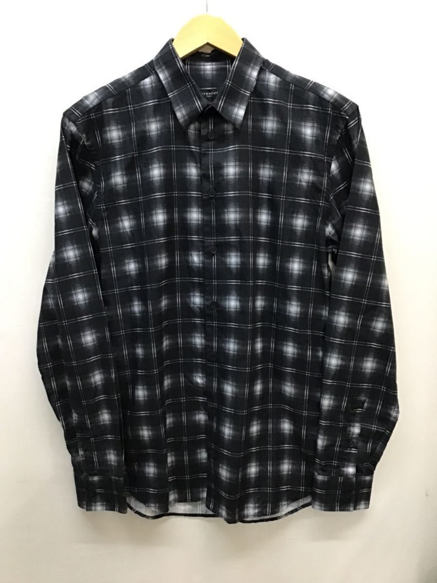 220731【GIVENCHY】ジバンシィ 長袖シャツ サイズ15.5 ブラック チェック