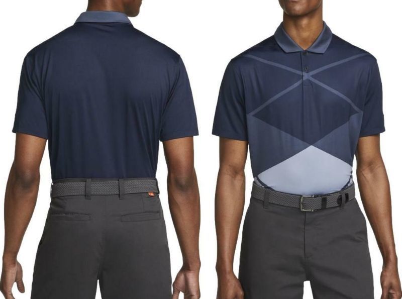 残少 XL NIKE GOLF DRI-FIT ヴェイパー 半袖 ポロ 検 上質 ひんやり ツルサラ ストレッチ ナイキゴルフ アーガイル ポロシャツ 紺/ネイビー_画像1