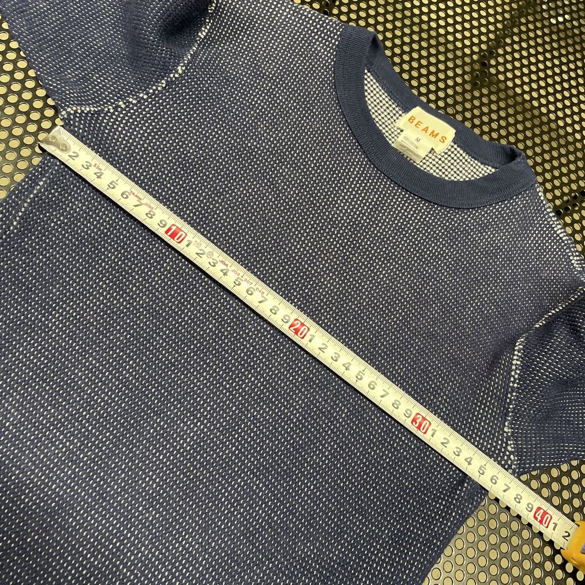 日本製 ビームス beams サーマル 半袖 Tシャツ 紺 ネイビー Mサイズ表記 かなり縮んでます_画像6