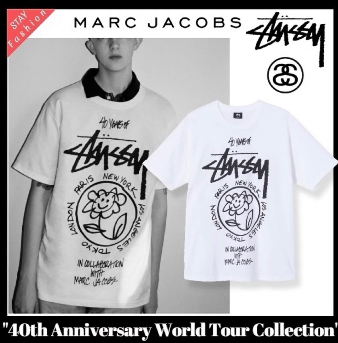 ステューシー　40周年記念限定　コラボ　白Tシャツ　アメリカ本国　stussy 本店にて購入　アメリカ本店レシート　